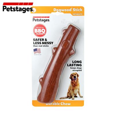 Petstages Dogwood Mesquite - Tough Dog Chew Toy, Real BBQ Flavor, safer & less messy than real sticks