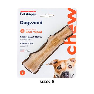 Petstages Dogwood - Tough Dog Chew Toy, Real Wood, safer & less messy than real sticks (Size: S,M,L)