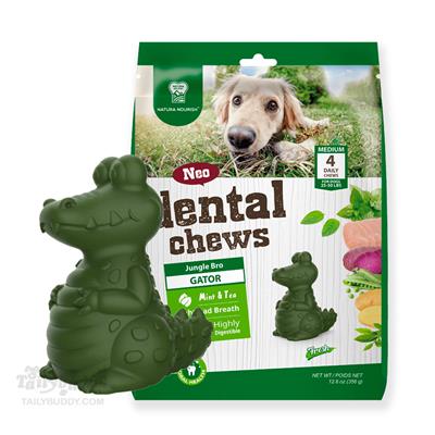 NATURA NOURISH Neo dental chews - Jungle Bro (GATOR), Mint & Tea (Medium) for dogs 10kg+
