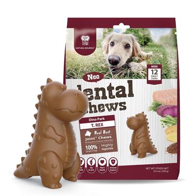 NATURA NOURISH Neo dental chews - Dino Park (T.Rex), Real Beef + Joint Care (Mini) for s (342g)