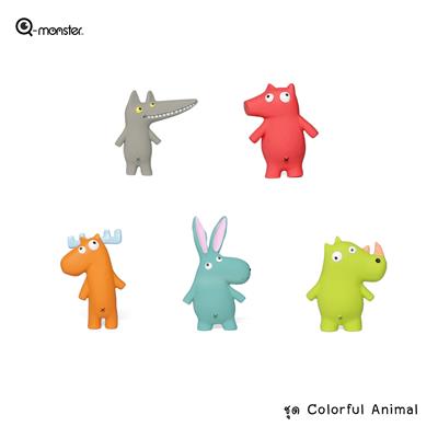 Q-monster Colorful Animal - squeaky dog chew toy animal farm doll series. made from natural latex, chew with fun and durable.