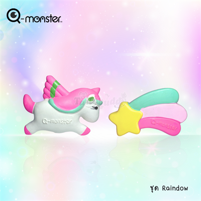 Q-monster Rainbow - squeaky dog chew toy animal farm doll series. made from natural latex, chew with fun and durable.