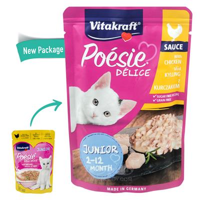 (EXP:31/07/2024) Vitakraft Poesie Deli Sauce wet food for young kittens, Tender chicken fillet in a 