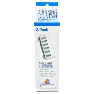 Pioneer Pet Drinking Fountain Replacement Filters Square Shape for Premium Plastic Fountains (3 Packs #3091)