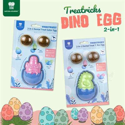 Natura Nourish Treatricks 2-in-1 Dental Treat Gator/T.Rex Egg + Macarons