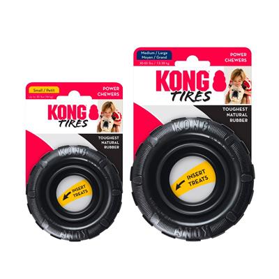 KONG Extreme Tires - a durable tire chew designed to provide the ultimate chewing experience, able to fill inside wall with snacks (S, M/L)