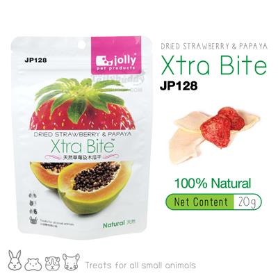 Jolly Xtra Bite Dried Strawberry&Papaya - Treats for rabbits, guinea pigs and hamster (20g) (JP128)