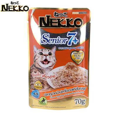 Nekko Senior7+ cat food - Tuna topping Katsuobushi in jelly (70g)