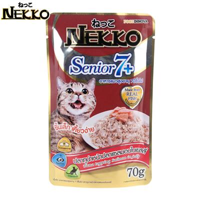 Nekko Senior7+ cat food - Tuna topping Salmon in jelly (70g)
