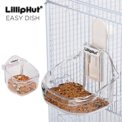 Lilliphut Easy Dish - premium transparent plastic dish for bird and small pets, attach easily with all type cages.