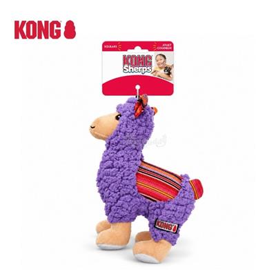 KONG Sherp Llama ตุ๊กตาลามะ น่ารัก นุ่มนิ่ม ของเล่นสำหรับสุนัข มีเสียงกรอบแกรบ และเสียงร้องเวลากัด (กลาง-M)
