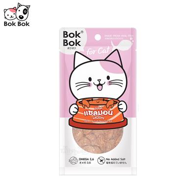 ขนมแมว Bok Bok แมว มินิไบท์ เนื้อปลาแซลมอนผสมเนื้อปู (25g)