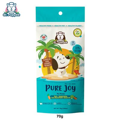 Dr.Puppee PURE Joy Fish+Vegetable+Sea Buckthorn Seed oil, Healthy dog treat promotes healthy skin and brain (70g)