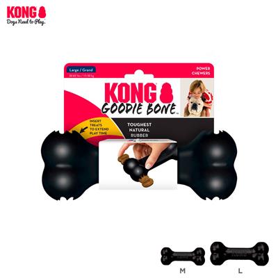 KONG Goodie Bone Extreme ของเล่นสุนัข กระดูกยางสีดำ เหนียวพิเศษ กัดเพลิน ทนทาน เสียบขนมด้านข้างได้