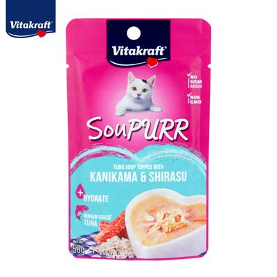 Vitakraft SouPURR Tuna soup topped with KANIKAMA & SHIRASU (50g)