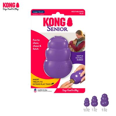 KONG Senior dog toy is customized for an aging dog’s chewing and play needs, gentle and comfortable chewing