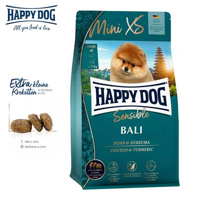 Happy Dog Sensible Bali อาหารสุนัขโต พันธุ์เล็ก แพ้ง่าย สูตรไก่ (เม็ดเล็ก) (300g, 1.3kg)