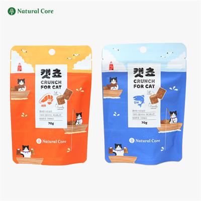 Natural Core Crunch For Cat ขนมแมว นำเข้าจากเกาหลี กรอบนอก นุ่มใน สอดใส่ครีม มี 2 รสให้เลือก คือรสปลาแซลมอน และรสกุ้ง 70g