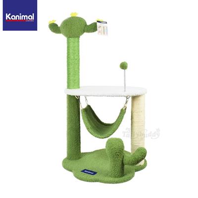 Kanimal Cactus Tower - Cat tree 2 storey, All-in-one cat tree provides a safe hideout, fun toys, scratching posts and ramp (45x45x90cm)