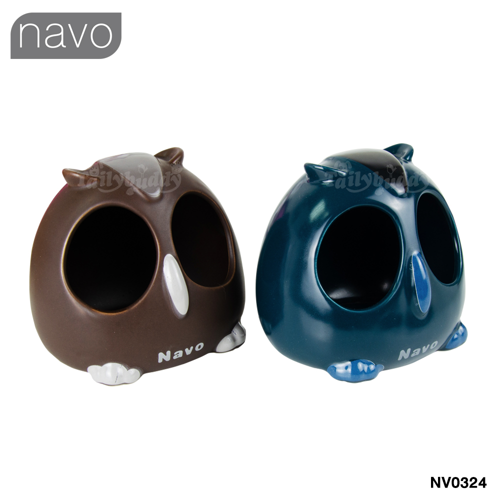 NAVO GUGU OWL CERAMIC HAMSTER HOUSE บ้านเซรามิคทรงนกฮูก สำหรับหนูแฮมสเตอร์ (NV0324)