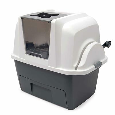 Catit Smartsift Cat Litter Box, Automatic Sifting Cat Pan  Size 66x48x63 cm. ( White - Grey )