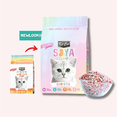 Kit Cat Soya Clump ทรายแมวเต้าหู้ กลิ่น คอนเฟตติ ธรรมชาติ 100% เก็บกลิ่นไว ไร้ฝุ่น ทิ้งชักโครกได้ (7L.)