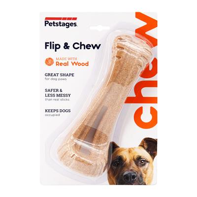Petstages Flip & Chew designed to be easily held by your pup’s paws while they chew, or flipped around for more close-up chew action
