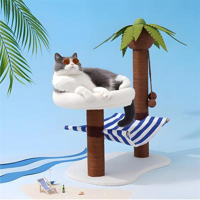 zeze Palm Tree Island - Coconut Tree Cat Scratching Post With Nest