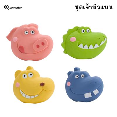 Q-monster Animal Flat Head - squeaky dog chew toy wood craft doll series. made from natural latex, chew with fun and durable.