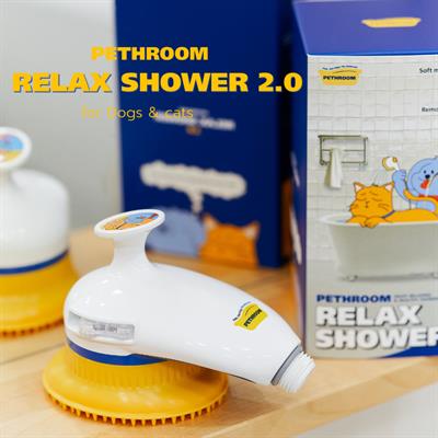 Pethroom Relax Shower 2.0 ฝักบัวอาบน้ำสำหรับสุนัข และแมว ช่วยให้ผ่อนคลาย ลดเครียด มีปุ่มเปิด-ปิด ใช้นวด และแปรงขนได้ พร้อมการอาบน้ำ