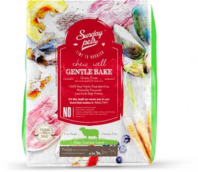 Sunday Pets Gentle Bake อาหารลูกสุนัข สูตรเนื้อแกะ สำหรับลูกสุนัขพันธุ์เล็ก-พันธุ์กลาง อายุตั้งแต่ 2 เดือนขึ้นไป คงความหอมอร่อย จากธรรมชาติ ย่อยง่าย (1.3kg.)