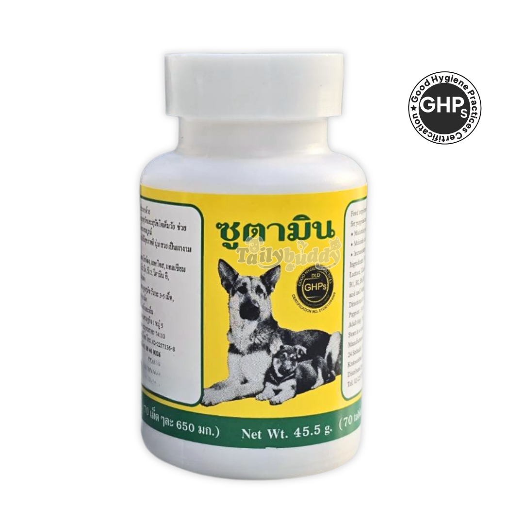 Zootamin ซูตามิน วิตามินอาหารเสริม สำหรับลูกสุนัขและสุนัขโต 70 เม็ด (45.5g.)