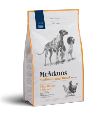 McAdams Medium/Large Breed Free Range Chicken แมคอดัมส์ อาหารสุนัขพันธุ์กลาง-ใหญ่ สูตรไก่ฟรีเรนจ์ (2kg)