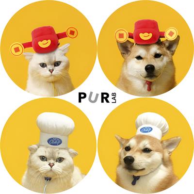 PURLAB Pet Headwear - Chef Cap and Chinese Hat for dog and cat dressing. Best for instagram photo.