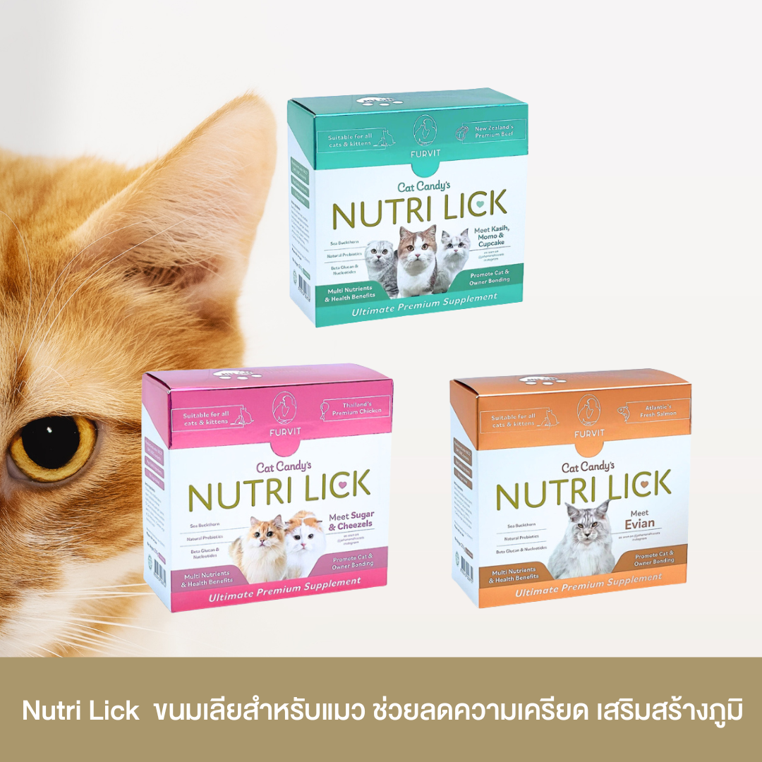 (EXP:07/2026) Nutri Lick วิตามินแมวเลียพรีเมี่ยม คัดส่วนผสมดีที่สุด ช่วยลดความเครียดและความวิตกกังวล เสริมสร้างระบบภูมิคุ้มกัน